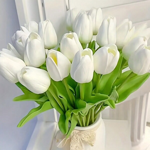 1/5/10pcs Romantic Premium Artificial Flowers Centerpieces, Plastic Flowers Real Touch Tulips Silk Bouquet, Artificial Flowers For Wedding Room Home Hotel Party Event New Years Gifts Handheld Flower Arrangement For Valentine's Day Wedding/Home/ Bedroom/Living Room/Table Decoration/Bride's Bouquet/Outdoor Garden Easter Birthday Graduation
