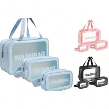 Kit 3 Transparent Makeup Bag Waterproof WashBag 332 - Black - View 2