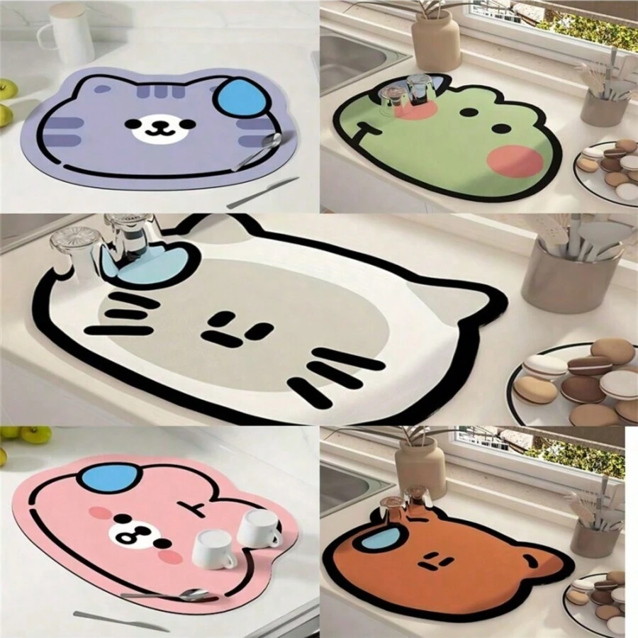 1pc Kitchen Drying Mat, Tabletop Dish Drying Pad, Heat Resistant Cup Coaster - Multicolor - View 1