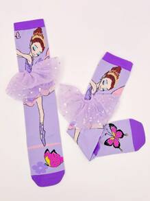 A Pair Of Knee-High Socks – Colorful Dress-Up Socks For Kids , Fun Crazy Sock Day Gift.They Are The Perfect Choice For Parties, Valentine's Day,Easter,Costume Events, Outdoor Activities, Vacations, Home Lounging, Everyday Outfits, And Holiday Gifts. - Purple - View 6