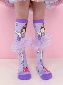 A Pair Of Knee-High Socks – Colorful Dress-Up Socks For Kids , Fun Crazy Sock Day Gift.They Are The Perfect Choice For Parties, Valentine's Day,Easter,Costume Events, Outdoor Activities, Vacations, Home Lounging, Everyday Outfits, And Holiday Gifts. - Purple - View 3