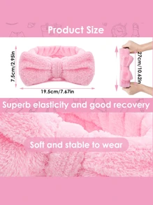 SHEIN X Milania 3Pcs/Set Spa Facial Headbands, 1pc Solid Color Bath Headband & 2pcs Bath Wrist Band, Creative Polyester Facial Makeup Headband & Wrist Wash Band Set For Bathroom