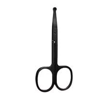 Silver Mirror Black Light Round Head Safety Nose Hair Scissors Neutral Stainless Steel Scissors