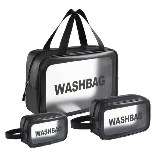 Kit 3 Necessaire Maquiagem Transparente WashBag A Prova De Água 332