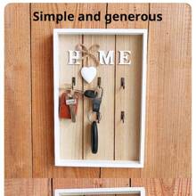Wooden & Metal Key Holder Hook Board, Home Wall Decor, Living Room Entryway Storage Rack, Wall-Mounted Key Organizer, Jewelry Box, European Style Key Bag & Clothes Hook Storage Rack, Home Decor - Multicolor - View 3