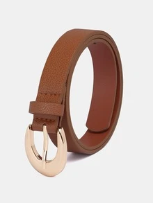 1pc Solid Color Casual PU (Polyurethane) Decorative Belt For Women, Suitable For Everyday Wear - A - View 6