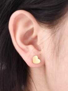 1 Pair Minimalist Heart Stud Earrings For Women, Stylish & Versatile Accessory, Great Gift Idea For Everyday Wear, Spring