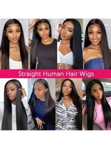 bling hair Straight 13x4 13X6 HD Lace Front Human Hair Wigs For Women Brazilian 30 36 Inch Transparent Lace Frontal Wig 4x4 Closure Wig - 自然色&黑色系 - 查看 9