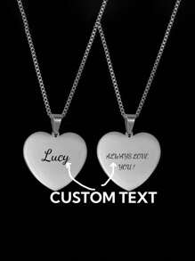 Colar com Pingente em Forma de Coração de Aço Inoxidável com Gravação de Texto Personalizado. Joia de Amor, Presente da Mãe para Homens, Mulheres e Casais, Dourado, Elegante, Colorido, Vintage, Simples, Unissex, Casual, Fofo, Personalizado, Único, Presente Ideal para Ele, Presente Ideal para Ela, Ela, Namorado, Namorada, Pai, Mãe, Família, Amigos, para Aniversários, para Formatura, para Baile de Formatura, para Festa, Joia