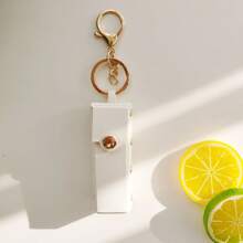 1pc Solid Color Cute Street Style Zinc Alloy Keychain, PU Leather Lip Gloss Bag Charm Accessory, Multi Colors Backpack For School Car Accessories Goth Y2k - Multicolor - View 5