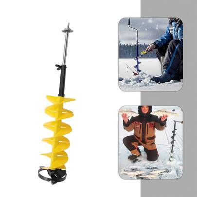 kangten 8" Ice Drill Auger Nylon Ice Fishing Drill W/ 11.81in Extension Rod And Centering Point Blade NEW