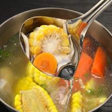 Cuchara colador de acero inoxidable, colador de sopa, separador de grasa de sopa, cucharones, espumadera, cuchara colador de sopa - Cuchara para filtrar aceite - Ver 6