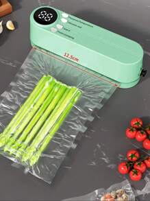 1pc Portable Vacuum Sealer Machine, USB Rechargeable Food Vacuum Sealer With LED Display, Multi-Function Food Preservation System, Includes Snack Bag Sealing, Suction And Inflation, ABS Material, No Assembly Required, 1200mAh Battery Powered, Ideal Mother's Day/Valentine's Day Gift