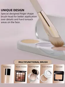1pc Soft Black Makeup Brush Set - Foundation, Concealer, Detailed, BB Cream, Primer, Covers Dark Circles, Puffiness, Acne Scars, Freckles, Portable Cosmetic Brushes