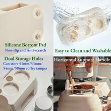 浓缩咖啡压粉站，多功能压粉站，防滑压粉站，浓缩咖啡站适合存储 51-58 毫米压粉分配器手柄，ABS 压粉器支架，咖啡手柄支架 - 黑色 - 查看 11