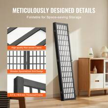 Room Dividers, 3-6 Panel Japanese Room Dividers, Indoor Wooden Folding Privacy Screens, Japanese Style Partition Portable Decorative Screens For Room Dividers Home Office Dining Room And Bedroom - 4 panels, solid color - 查看 6