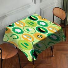1 Piece Rectangle Waterproof Table Cloth With Four-Leaf Clover Print, Wipe-Clean Reusable Tablecloth Suitable For Outdoor Tables, Picnics, Camping, Dining Tables, Coffee Tables, Desks And Vanity - Ideal For Parties And Holidays