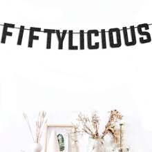 Pancarta con brillo dorado "Fiftylicious", decoración para fiesta de 50 cumpleaños, decoración para 50 aniversario de boda, suministros para fiesta de cumpleaños importante