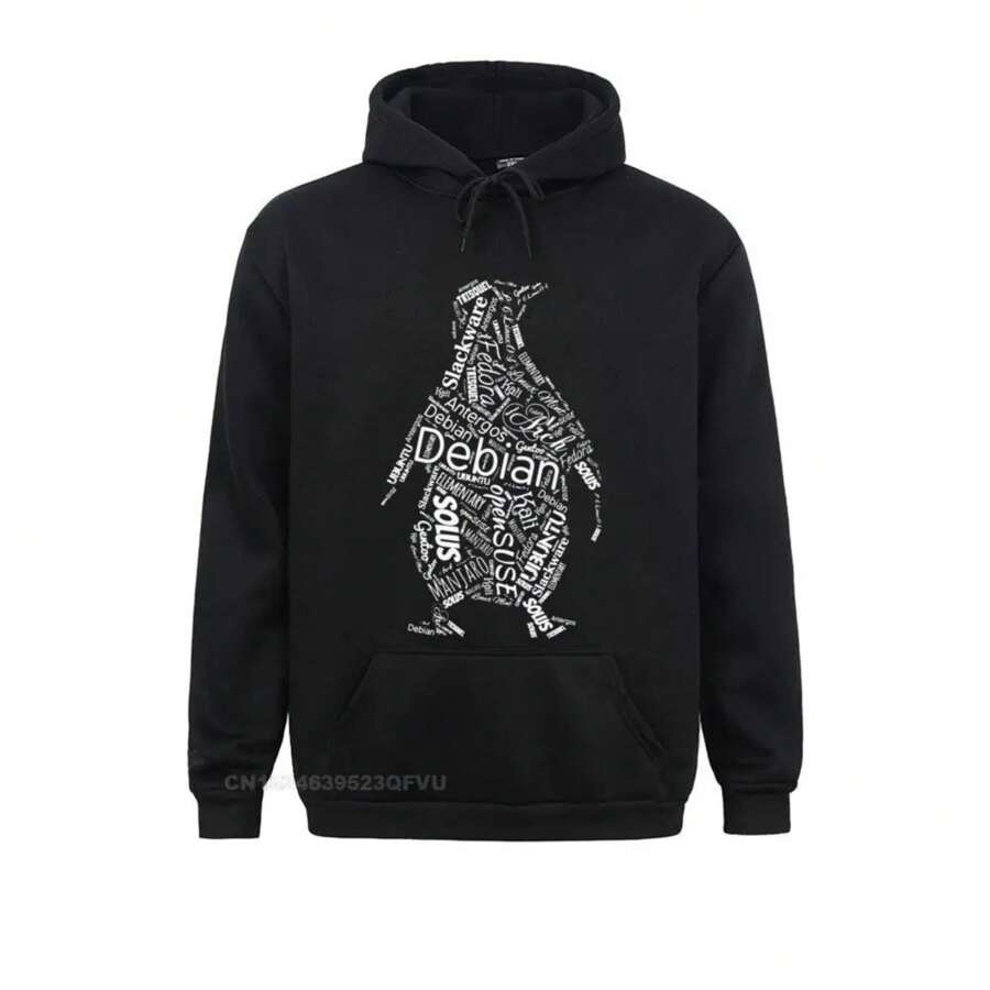 Linux Foss Community Hoodie Men Fedora Ubuntu Penguin Humorous Cotton Sweater Wholesale Camisas Hombre - Black - View 1