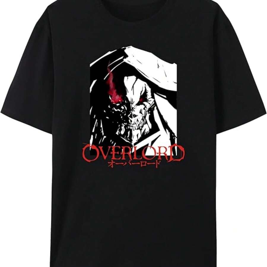 Japanese Anime Cotton Short Sleeve T-Shirt,Overlord Ainz Ooal Gown Anime Shirt6 - màu đen - Xem 1