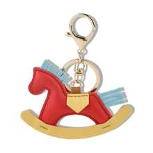 1pc Cute Korea Ins Style Mini Horse Pendant Charm, Handmade Leather Carton Rocking Horse Bag/Car Key Chain Accessories Car Accessories Bag Charm Backpack For School