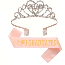 2 件/套 2025 毕业派对用品毕业绶带和皇冠毕业皇冠和头饰适合 2025 届毕业礼物派对装饰回礼毕业派对装饰毕业装饰的理想礼物