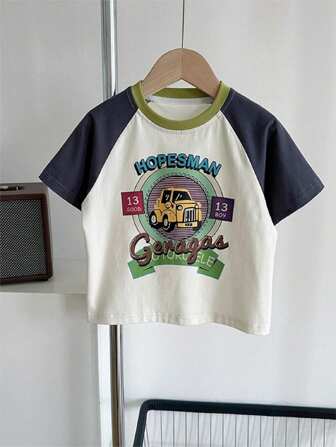 T-Shirt mit Raglanärmeln und Buchstabengrafik für Kleine Jungen