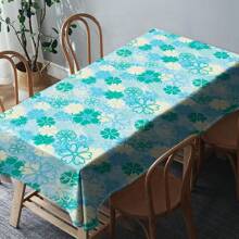 1 Piece Rectangle Waterproof Table Cloth With Four-Leaf Clover Print, Wipe-Clean Reusable Tablecloth Suitable For Outdoor Tables, Picnics, Camping, Dining Tables, Coffee Tables, Desks And Vanity - Ideal For Parties And Holidays