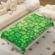 1 Piece Rectangle Waterproof Table Cloth With Four-Leaf Clover Print, Wipe-Clean Reusable Tablecloth Suitable For Outdoor Tables, Picnics, Camping, Dining Tables, Coffee Tables, Desks And Vanity - Ideal For Parties And Holidays