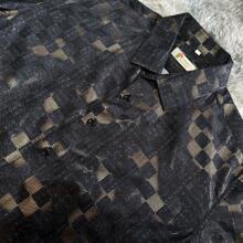 Camisa de hombre con estampado de cuadros - Negro - Ver 2