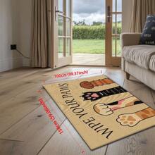 1pc Soft, Lightweight Crystal Fleece Customized/Personalized Welcome Doormat With Cute Paw Prints Design