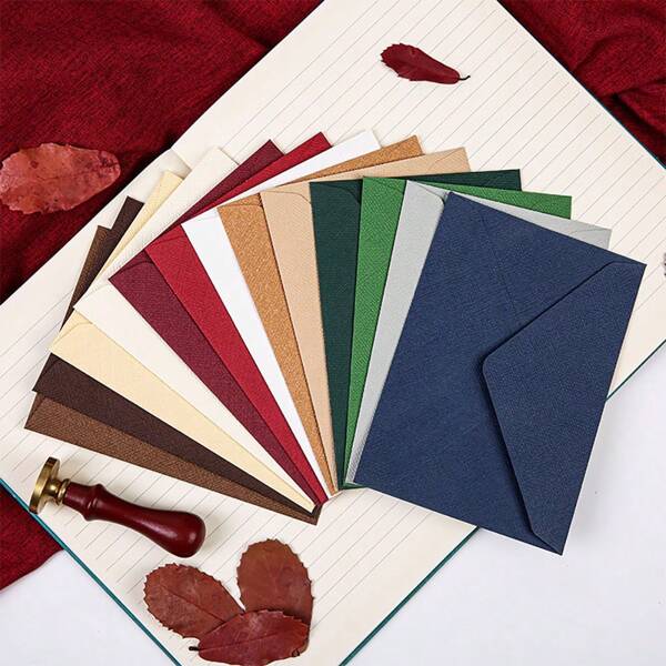 Busta di stile occidentale vintage in lino intrecciato, biglietto di dichiarazione di coppia di alta qualità ed elegante, lettera di invito, carta intestata per archiviazione
