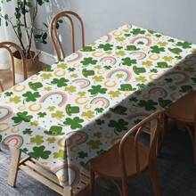 1 Piece Rectangle Waterproof Table Cloth With Four-Leaf Clover Print, Wipe-Clean Reusable Tablecloth Suitable For Outdoor Tables, Picnics, Camping, Dining Tables, Coffee Tables, Desks And Vanity - Ideal For Parties And Holidays