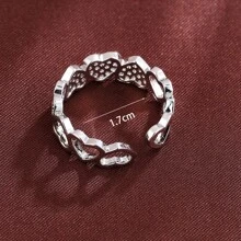 1 pieza Anillo de cobre con circonita cúbica, anillo delicado de tamaño ajustable, regalo para novia o esposa