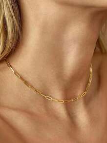 MECYLIFE 1pc Minimalist Stainless Steel Cross Chain Choker Necklace, Suitable For Women