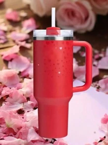 1pcs 40 Oz Stainless Steel H2.0 Stainless Steel Water Bottle Double Wall Vacuum Insulated Portable Drinking Cup Travel Iced Coffee Cup Summer Water Dispenser With Handle And Straw, Perfect For Travel, Home, Office, Four Seasons, Ice And Hot Drinks Gift Best Valentine's Day Gift