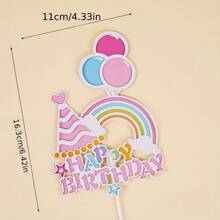 10 piezas Decoraciones para pastel arcoíris de "Feliz cumpleaños", decoraciones de papel para pastel de boda, set de cupcakes, sin electricidad, sin plumas, decoración para hornear