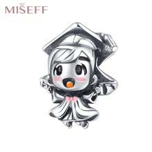 MISEFF NEW 1 Pc Genuine S925 Sterling Silver Charm Smart And Cute Little Girl Beads Pendant For Bracelet Necklace DIY Fine Jewelry Making Gift Women Gifts Silver Jewelry Accessories