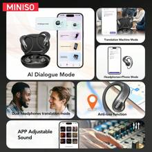 Miniso MS188 AI Taalvertaling In-ear hoofdtelefoons ondersteunen 150 talen, intelligente high-definition touchscreen realtime hoofdtelefoonvertaler, high-definition geluidskwaliteit, ultralange batterijduur, geschikt voor reizen, zaken en leren