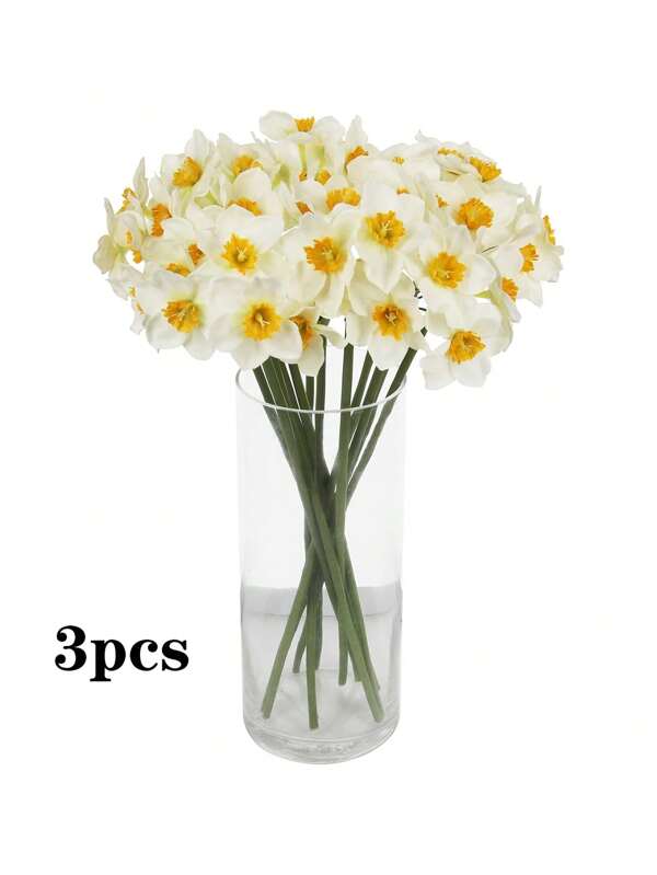3 Stücke künstliche Narzissenblumen 40 cm lang, falsche Seidenblumen Anordnung für Heim- und Hochzeitsdekoration