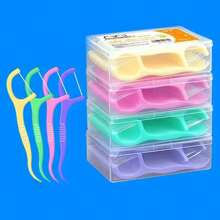 50pcs Assorted Fruit Flavored Dental Floss Sticks, Super Fine Tooth Cleaning Disposable Use Toothpicks, Multiple Colors & Flavors Available
