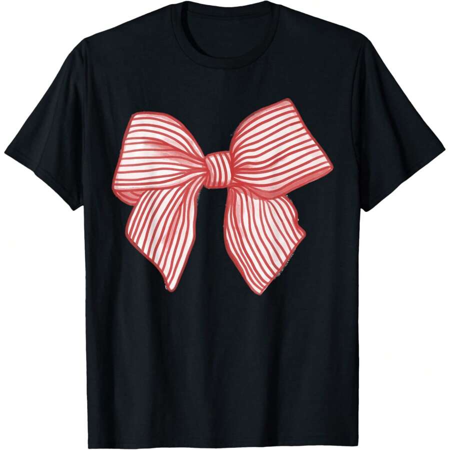 Coquette Red Bow T-Shirt - màu đen - Xem 1