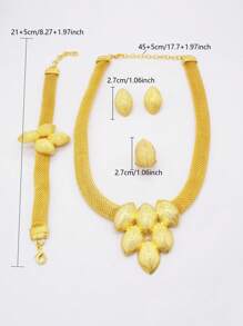 Parure de bijoux de couleur or, cadeaux de mariage africains, bijoux pour fête de mariage. Ensemble bracelet, collier, boucles d'oreilles et bague pour femmes