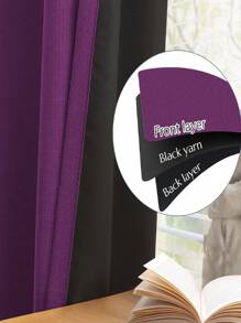 1pc Linen Coated Light Blocking, Noise Reducing Curtain, Decorative Curtain For Bedroom, Living Room, Home Decoration, All Season Use - Purple - View 7