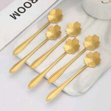 2/8/20pcs Luxury Stainless Steel Heart, Rose, Cherry Blossom, Cosmos Flower Shaped Coffee Spoon, Stirring Spoon, Dessert Spoon, Suitable For Home, Kitchen, Restaurant, Hotel, Holiday Party, Festival Gift Back To School