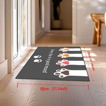 1pc Soft, Lightweight Crystal Fleece Customized/Personalized Welcome Doormat With Cute Paw Prints Design