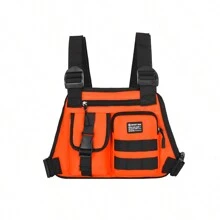 Bolsa tática de peito masculina de cor sólida, bolsa de colete multiuso da moda, mochila tática preta de tecido Oxford, bolsa de cintura tática, bolsa de ombro masculina, mochila, adequada para adolescentes, verão casual, atividades ao ar livre, esportes, férias, viagens, presentes de formatura ou acessórios para vestidos de aniversário