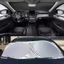 2 perillas plateadas para parasol de coche, plegable, cortina parasol para parabrisas delantero de auto, para uso en verano