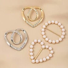 新款简约心形围巾夹，优质镶钻金色合金围巾夹，四季通用