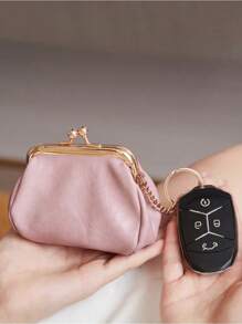Retro Mini Lock Clip Purse Daily Portable And Cute Handheld Storage Bag For Girls Solid Color Simple Key Bag For Women Money Wallet Mini Wallet Purse Wallet Coin Wallet - Red - View 3